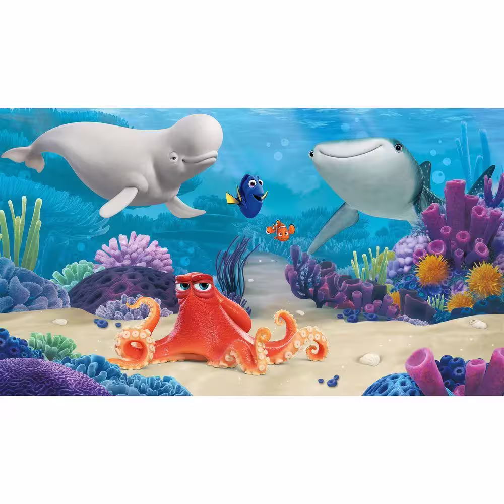 York Wallcoverings 72 in. x 126 in. Finding Dory XL Chair Rail 7-Panel Prepasted Mural