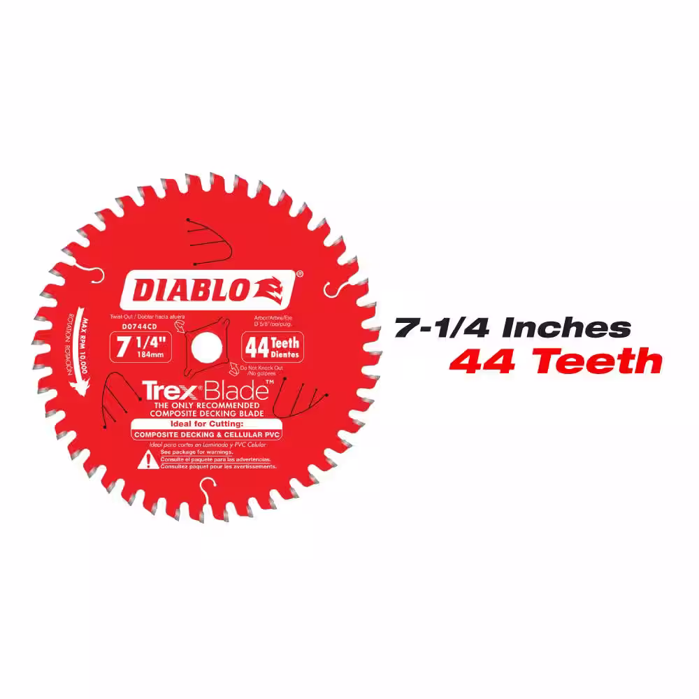 DIABLO 7-1/4 in. x 44-Tooth and 10 in. x 72-Tooth TREX Composite Material/Plastics Circular Saw Blades (2-Blades)