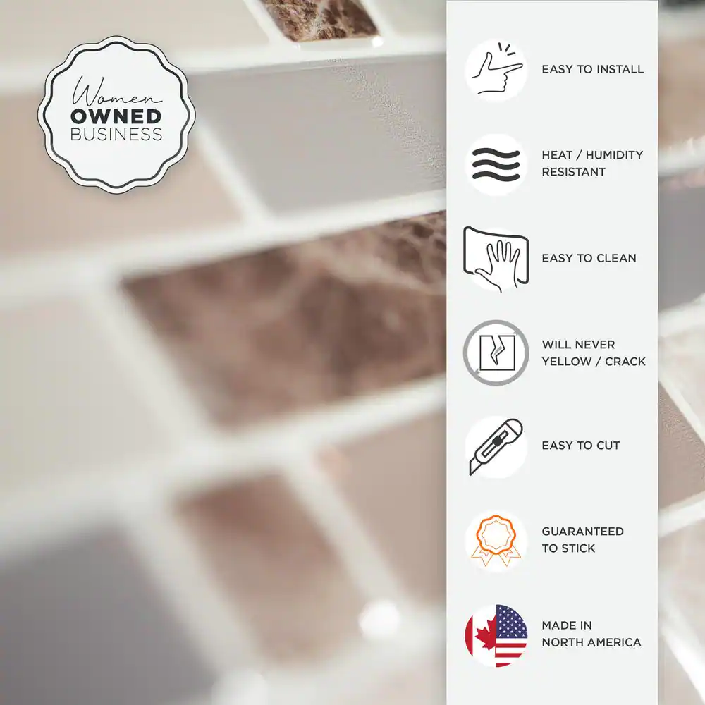 smart tiles Crescendo Terra Brown / Beige 9.73 in. x 9.36 in. Vinyl Peel and Stick Tile (2.30 sq. ft./ 4-pack)