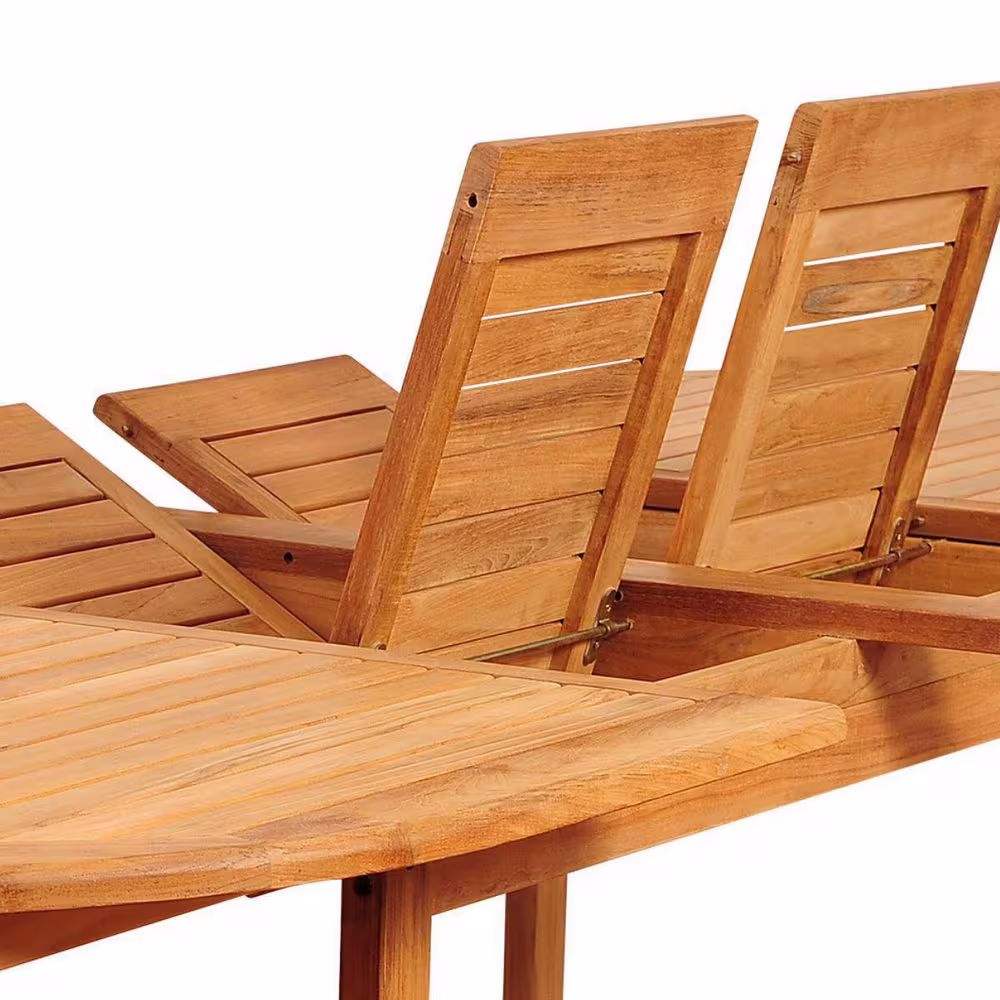 Amazonia Abbot 13-Piece Certified Teak Double Extendable Oval Patio Dining Set