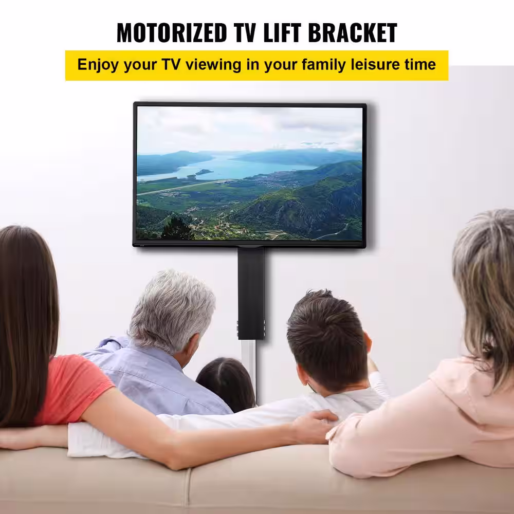 VEVOR Motorized TV Lift Fit for Max 60 in. Motorized TV Mount Height Adjust 42 in. -73 in. TV Lift with Remote Load 132 lb.