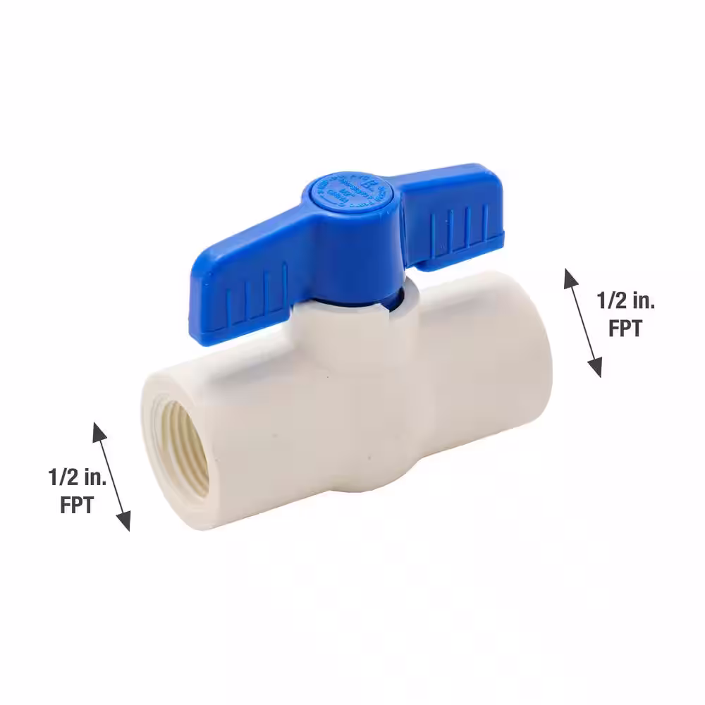 Everbilt 1/2 in. x 1/2 in. IPS x IPS PVC Schedule 80 Ball Valve with Quarter-Turn Operation