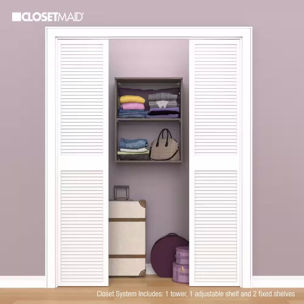 ClosetMaid Style+ 25 in. W Coastal Teak Hanging Wood Closet Tower
