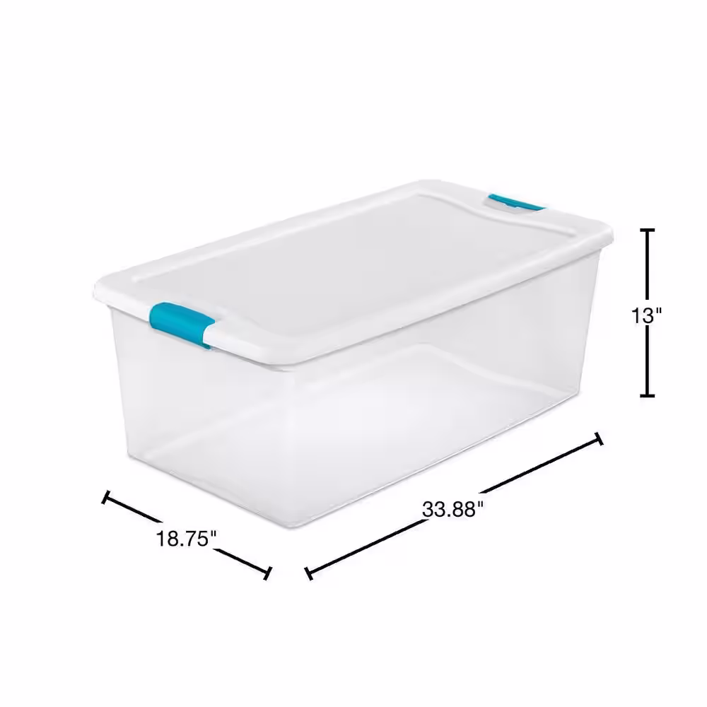 Sterilite 106 Qt. Clear and Blue Stackable Latching Storage Box Container (20-Pack)