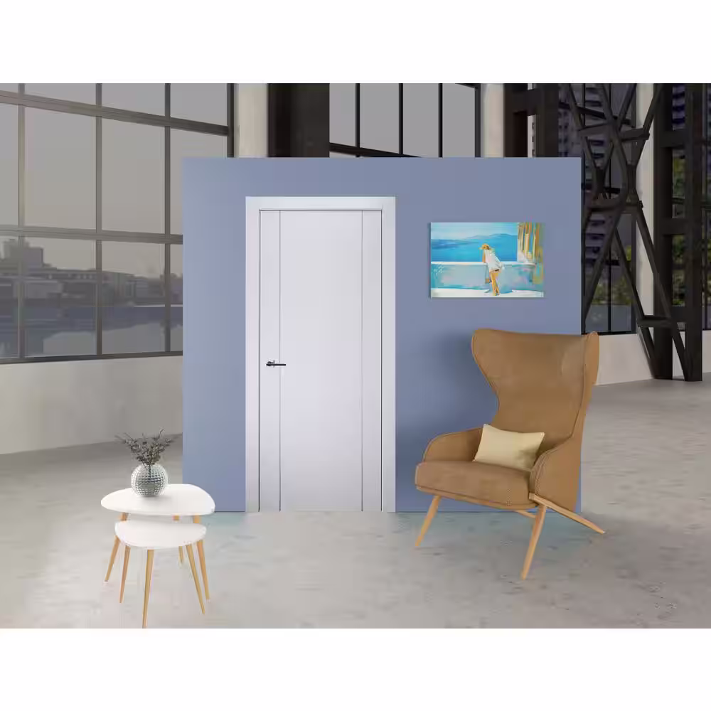 Belldinni Stella 2U 18 in. x 80 in. Left-Handed Solid Core Snow White Wood Composite Single Prehung Interior Door