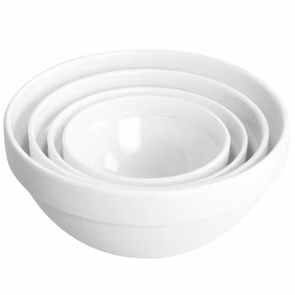 Gibson Ultra White Shadow 8-Piece Tempered Opal Glass Bowl and Lid Set in White