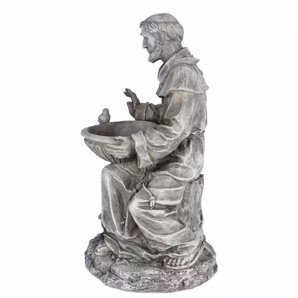 Exhart Saint Francis Resin Bird Feeder