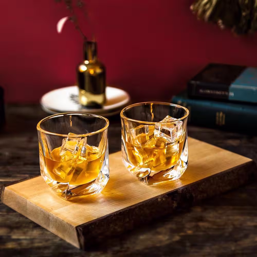 JoyJolt Aurora 8 oz. Crystal Whiskey Glasses (Set of 4)