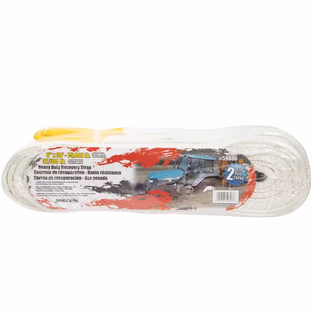 Erickson 6 in. x 30 ft. 75,000 lb. Recovery Strap with Yellow Wear Material