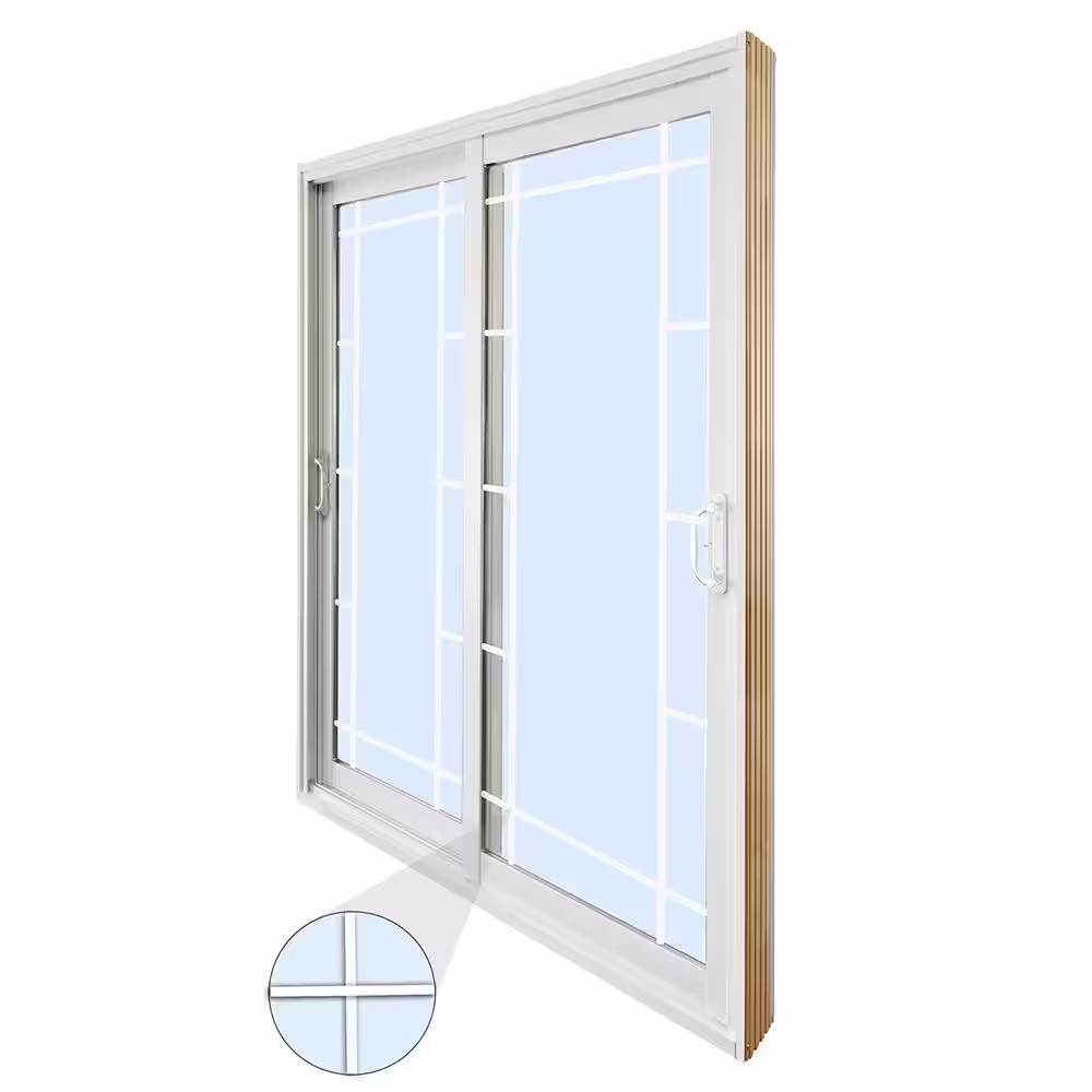 Stanley Doors 72 in. x 80 in. Double Sliding Patio Door with Prairie Style Internal Grill