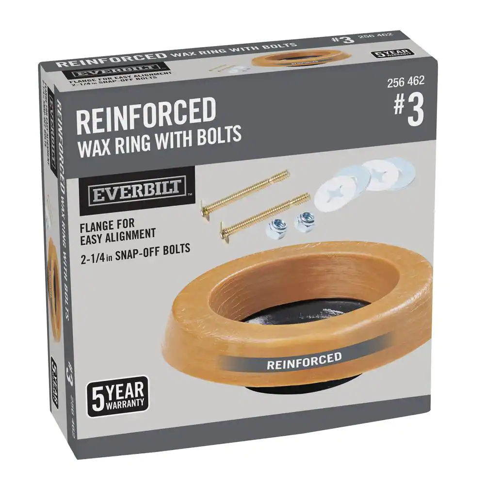 Everbilt Reinforced Toilet Wax Ring with Plastic Horn and Zinc-Plated Toilet Bolts