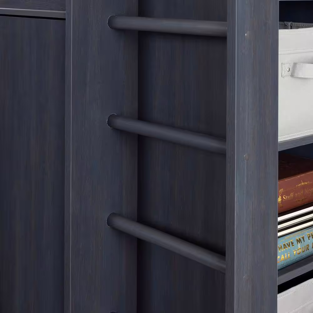 South Shore Asten Loft Bed with Desk, Blueberry