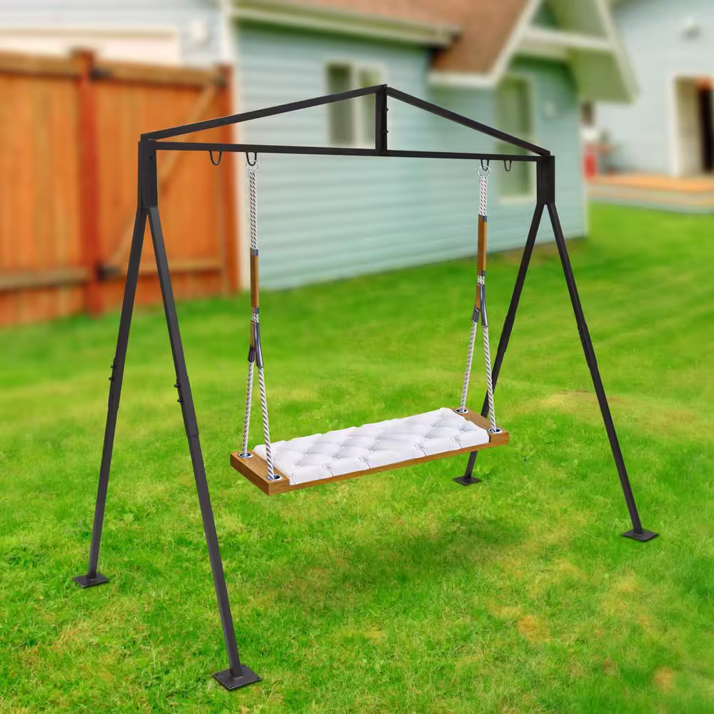 None 6.8 ft. Metal Hammock Stand Maximum Load 441 lbs. Swing Chair Frame Outdoor or Indoor in Black