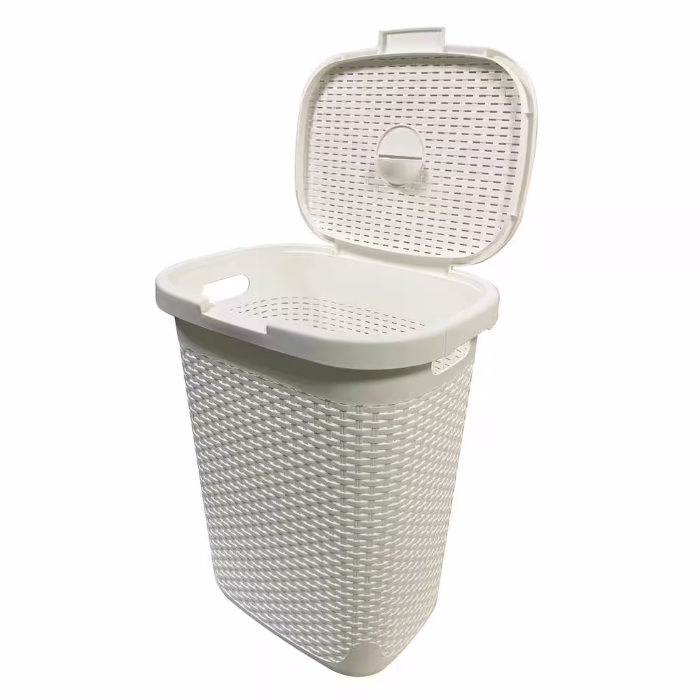 Modern Homes MH 50 l Capacity White Plastic Laundry Hamper