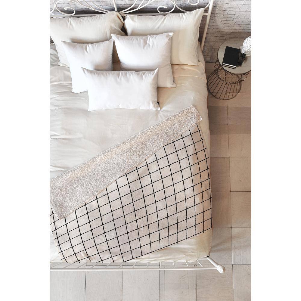 DenyDesigns. Holli Zollinger LINEN GRID Beige Fleece Throw Blanket