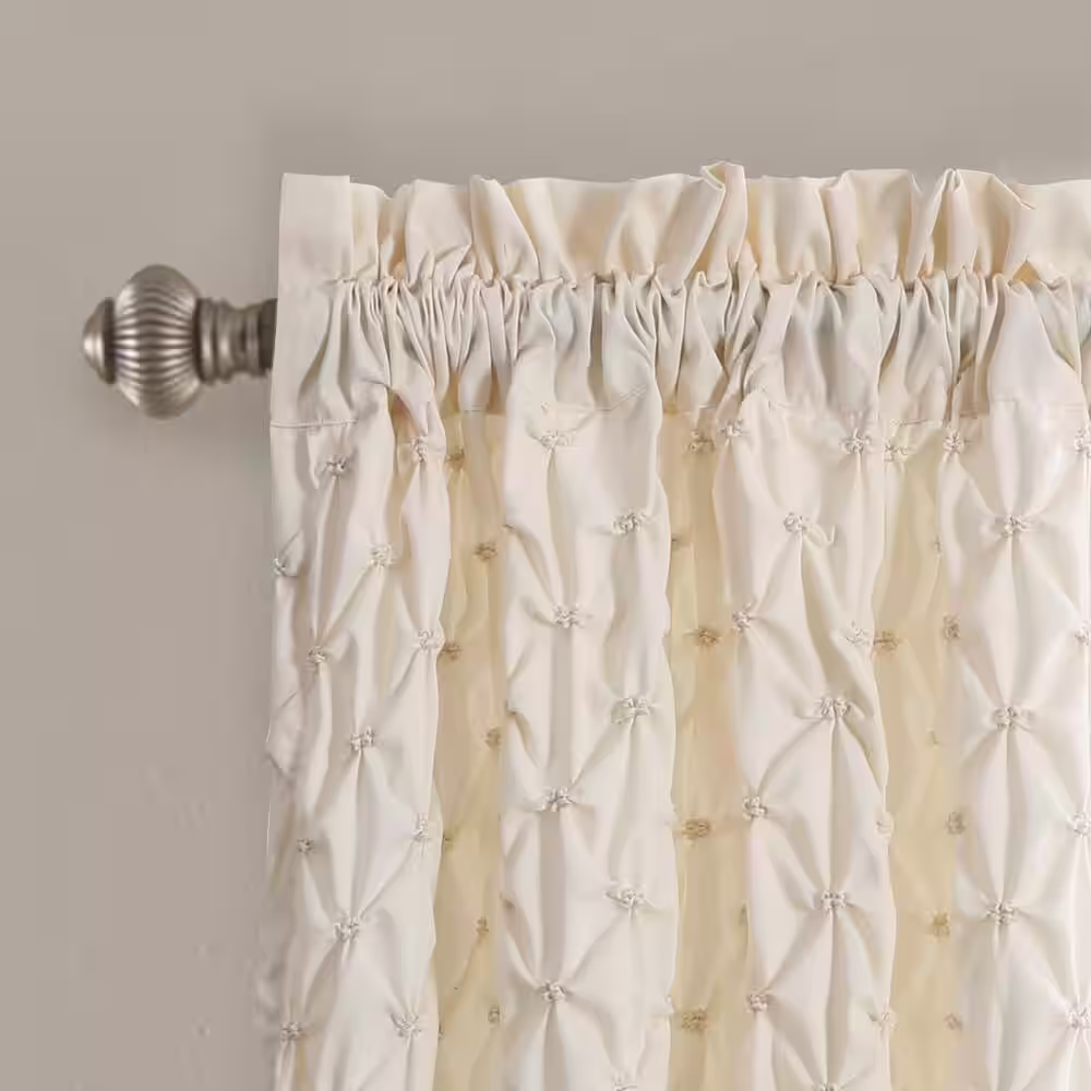 Lush Decor Ivory Solid Rod Pocket Room Darkening Curtain - 54 in. W x 84 in. L (Set of 2)