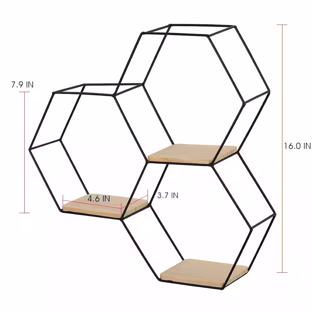 None Modern and Fashionable Hexagonal 3-Layer Wall Hanging Shelf Agate Home Hexagonal Floating Shelf