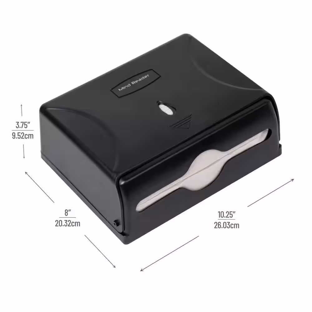 Mind Reader Multifold Paper Towel Dispenser, Paper Towel Holder, Restroom, Wall Mount, Black