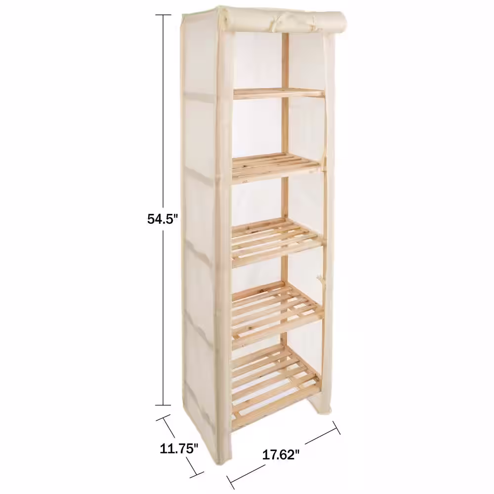 Lavish Home 5-Tier Wood Storage Shelving Rack with Removable Cover