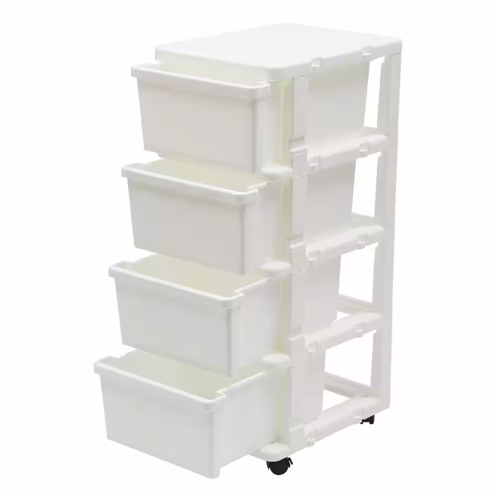 None 13.3 in. W x 34.5 in. H x 16.5 in. D 4-Drawer Organizer Shelves Freestanding Cabinet in White
