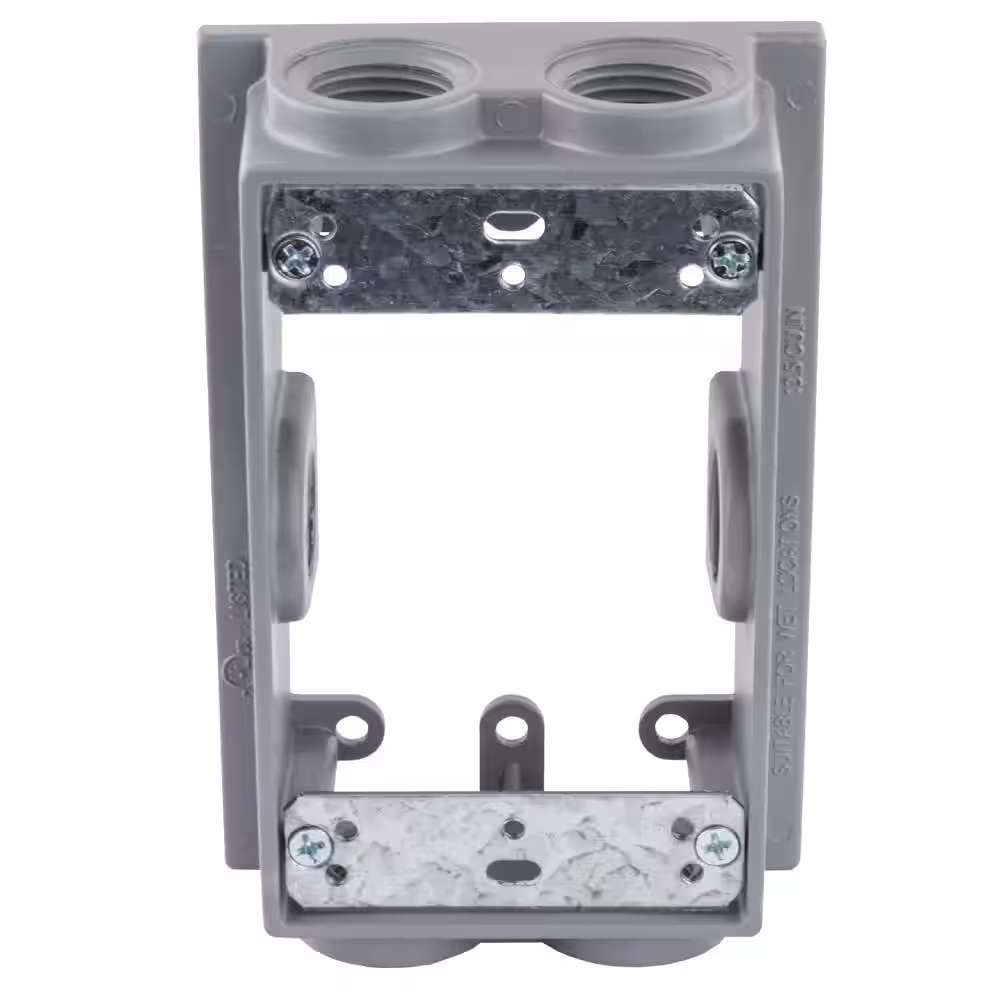 Commercial Electric 1-Gang Metallic Weatherproof Extension Ring with (6) 1/2 in. Holes, Gray