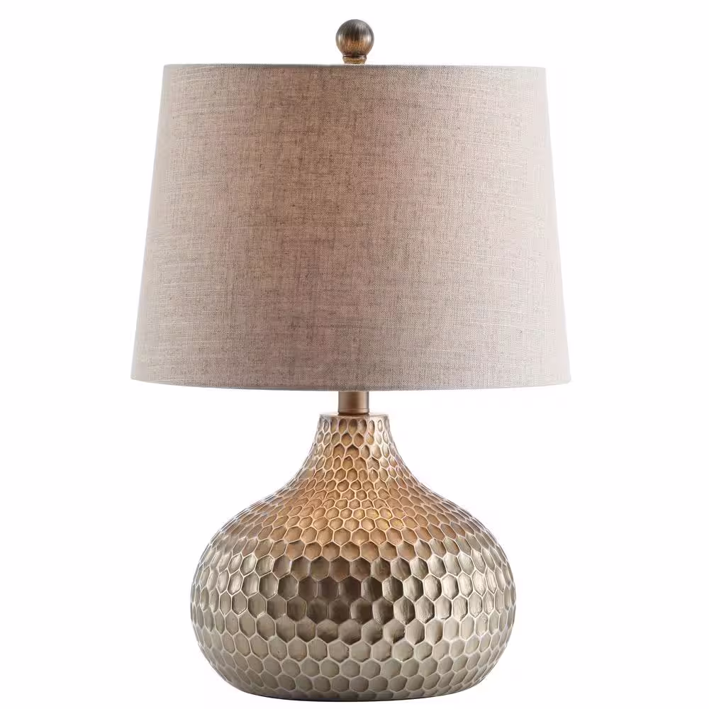JONATHAN Y Bates 22 in. Antique Brown Honeycomb LED Table Lamp