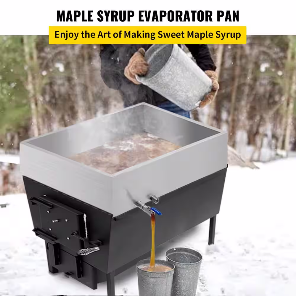 VEVOR 36 in. x 24 in. x 9.5 in. MapleSyrup Boiling Pan with Valve StainlessSteel Maple Syrup CookingPan for Boiling MapleSyrup