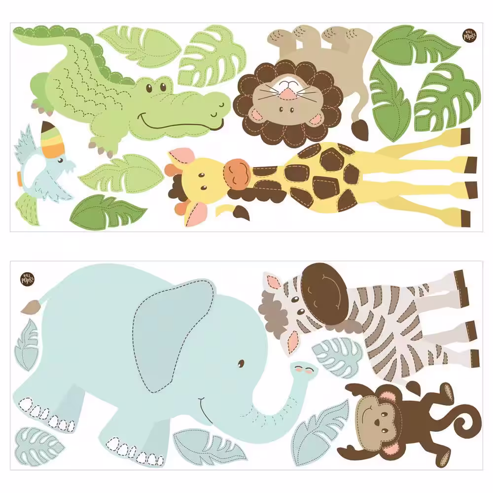 WallPOPs Safari Buddies Multicolor Matte Wall Art Kit Wall Decal