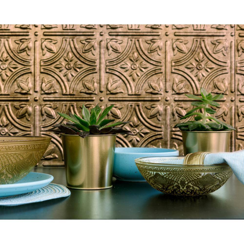 INNOVERA DÃCOR BY PALRAM 24.3 in. x 18.5 in. Empire Decorative 3D PVC Backsplash Panels in Bronze 12-Pieces