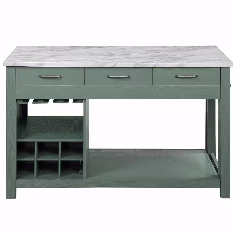 Furniture of America Tatum 104 in. Rectangle Green Faux Marble with Wood Frame (Seats 8)