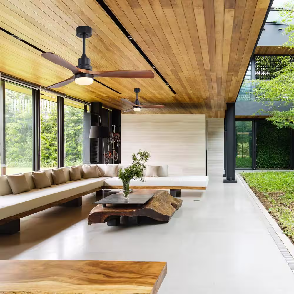 Sofucor 52 in. Integrated LED Indoor/Outdoor Black Ceiling Fan with Light Kit and Remote Control