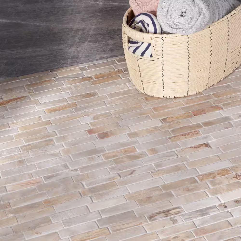Ivy Hill Tile Dixiewood Brick Brown 11.41 in. x 12 in. Marble Mosaic Tile (0.95 sq. ft./Each)