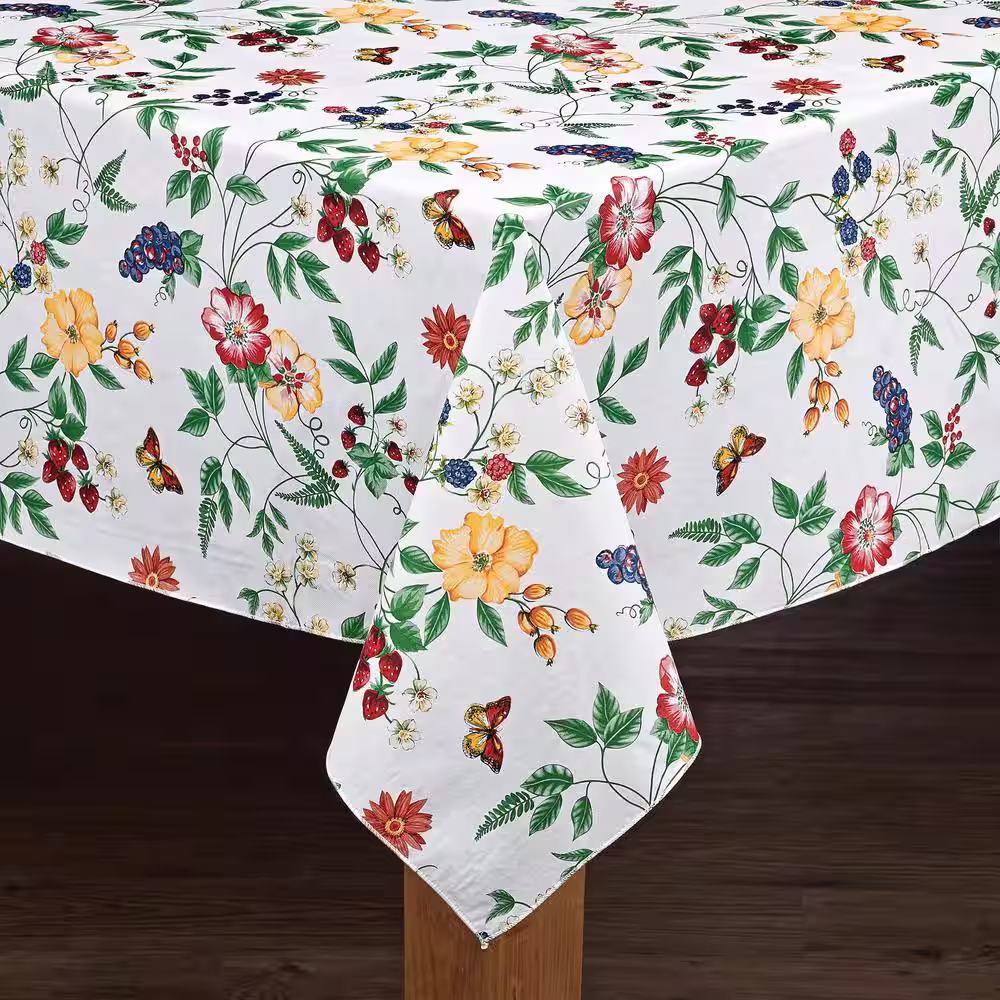 Lintex Enchanted Garden 52 in. x 52 in. 100% Vinyl Tablecloth