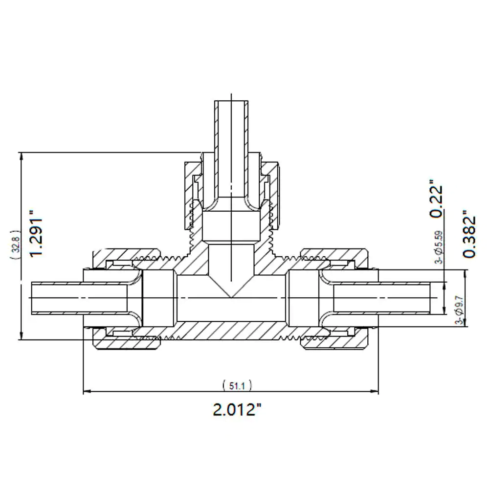 Everbilt 3/8 in. OD Compression Brass Tee Fitting