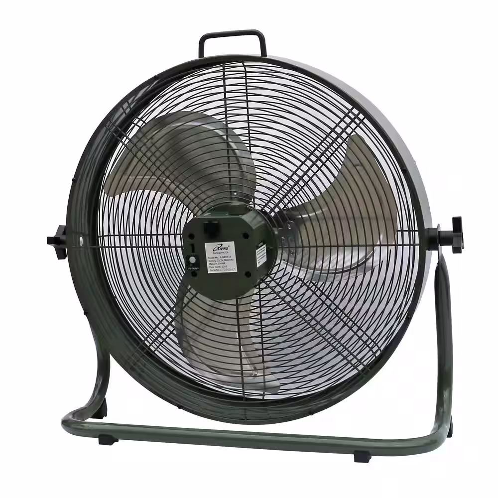 iLIVING 18 in. Rechargeable Battery-Operated Camping Floor Fan, High Velocity Portable Outdoor Fan with Built-in Lithium Battery