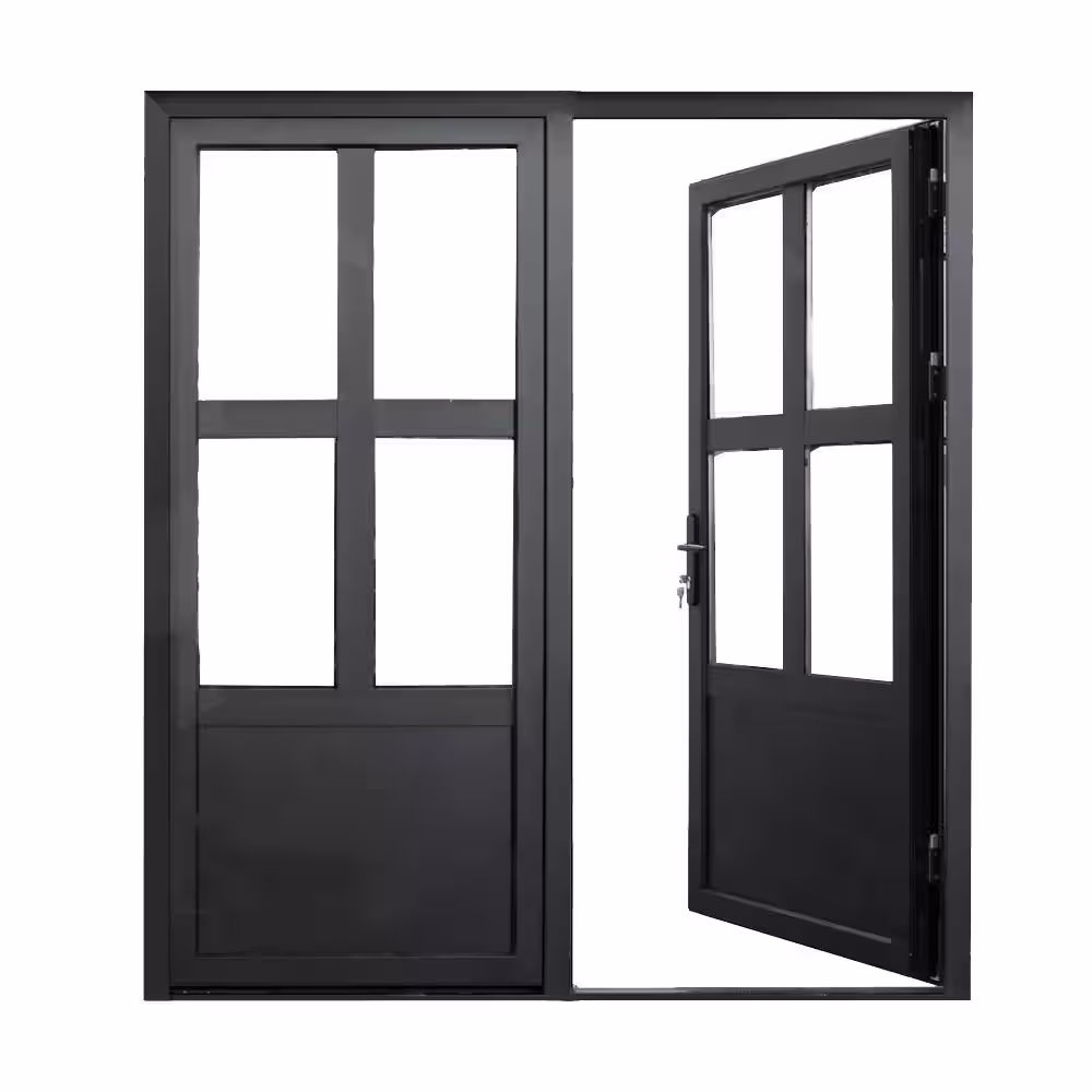 TEZA DOORS Teza French Doors 61.5 in. x 80 in. Matte Black Aluminum French Door 4 Lite Right Hand Inswing
