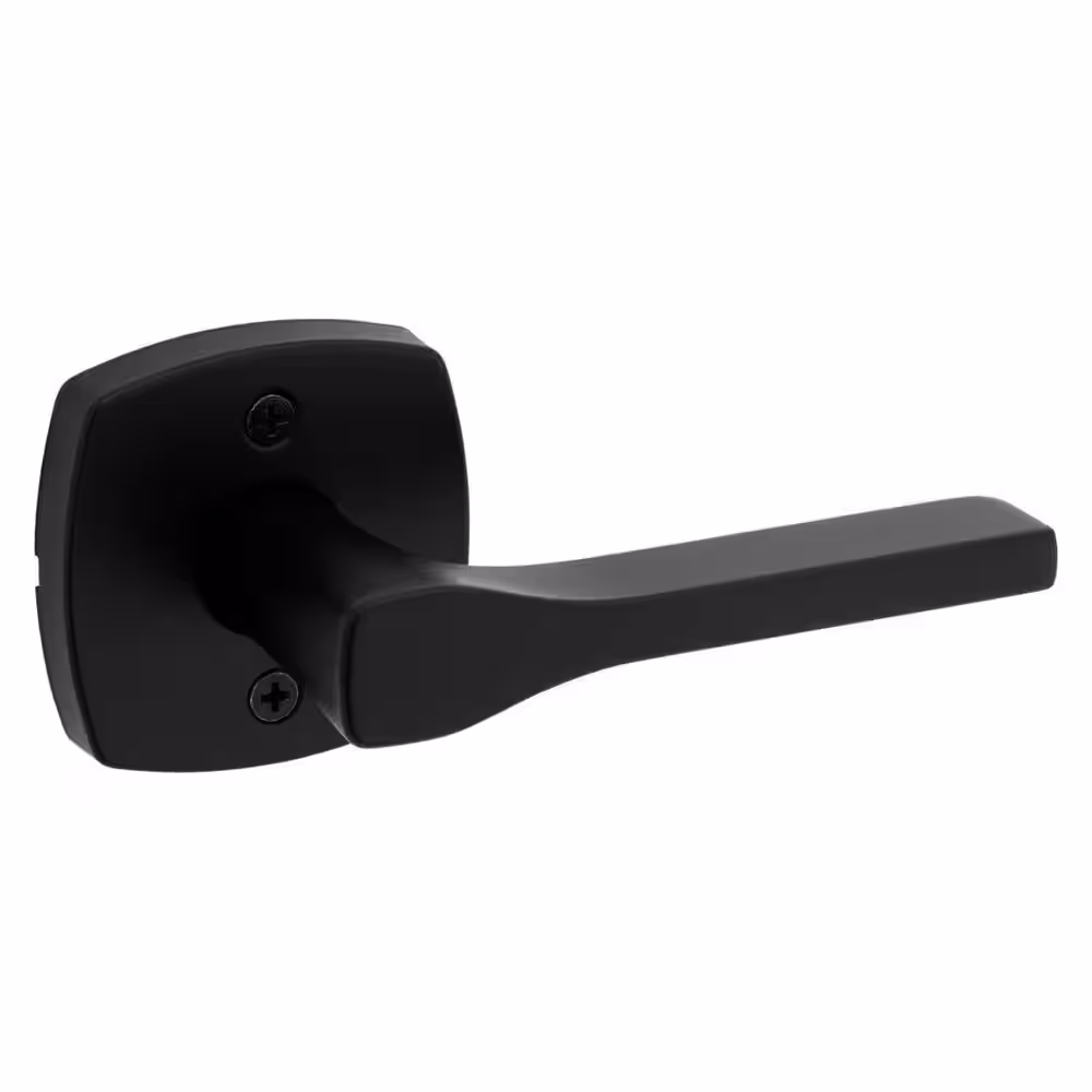 Kwikset Tripoli Matte Black Passage Hall/Closet Door Lever with Soft Modern Rose