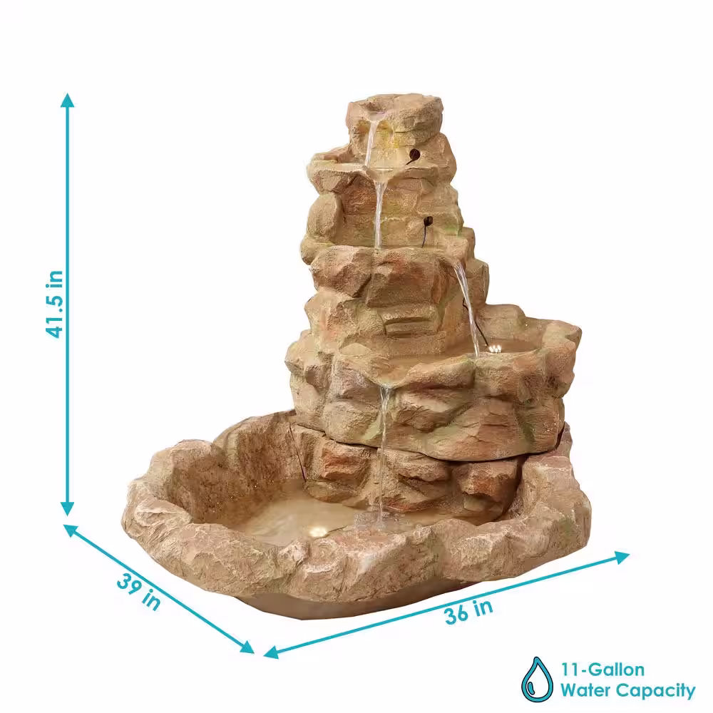 Sunnydaze Decor 42 in. Lighted Stone Springs Water Fountain with LED Lights