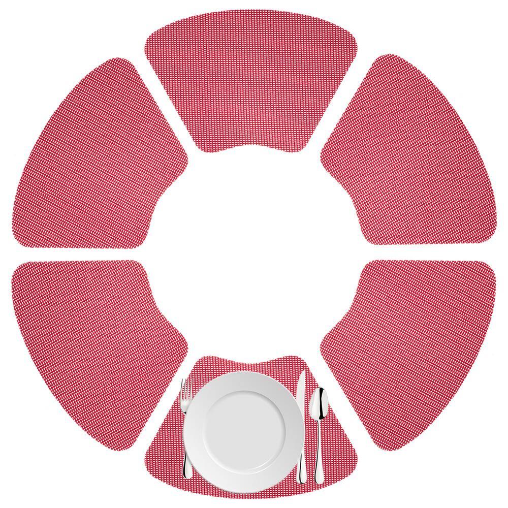 Kraftware Fishnet 19 in. x 13 in. Flag Red PVC Covered Jute Wedge Placemat (Set of 6)
