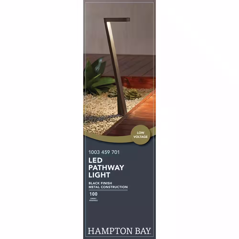 Hampton Bay 15-Watt Equivalent Low Voltage Millennium Black Integrated LED Outdoor Landscape Path Light