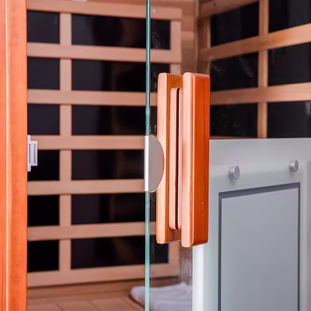 None Tita 1-Person Far Infrared Sauna with 8-Heaters, LCD Display, Bluetooth Audio, LED Lighting and Vent Include
