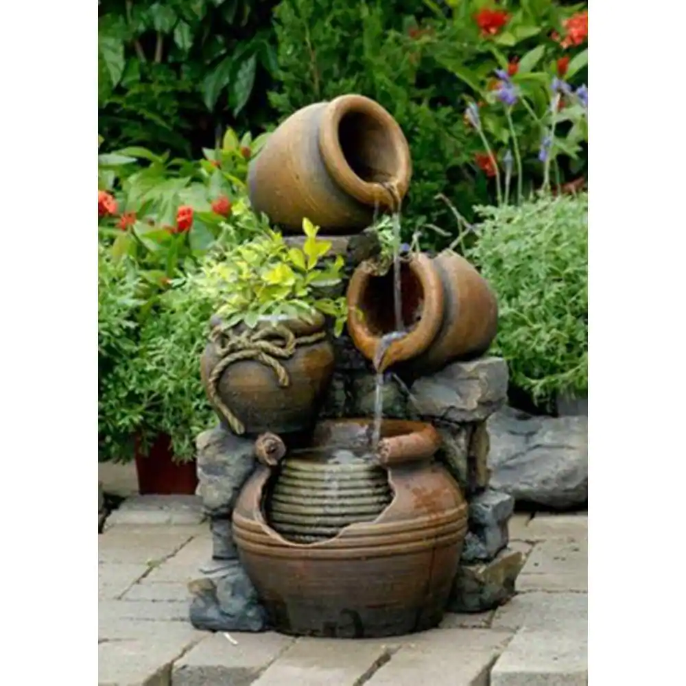 Fountain Cellar Multi Pots Outdoor Water Fountain with Flower Pot