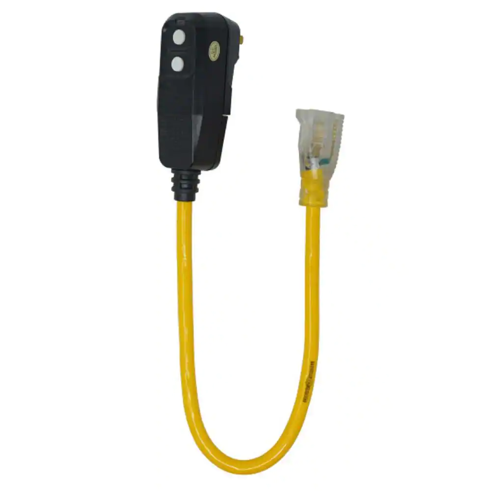 Yellow Jacket 2 ft. 12/3 SJTW Right Angle GFCI Heavy-Duty Extension Cord with Power Light Plug