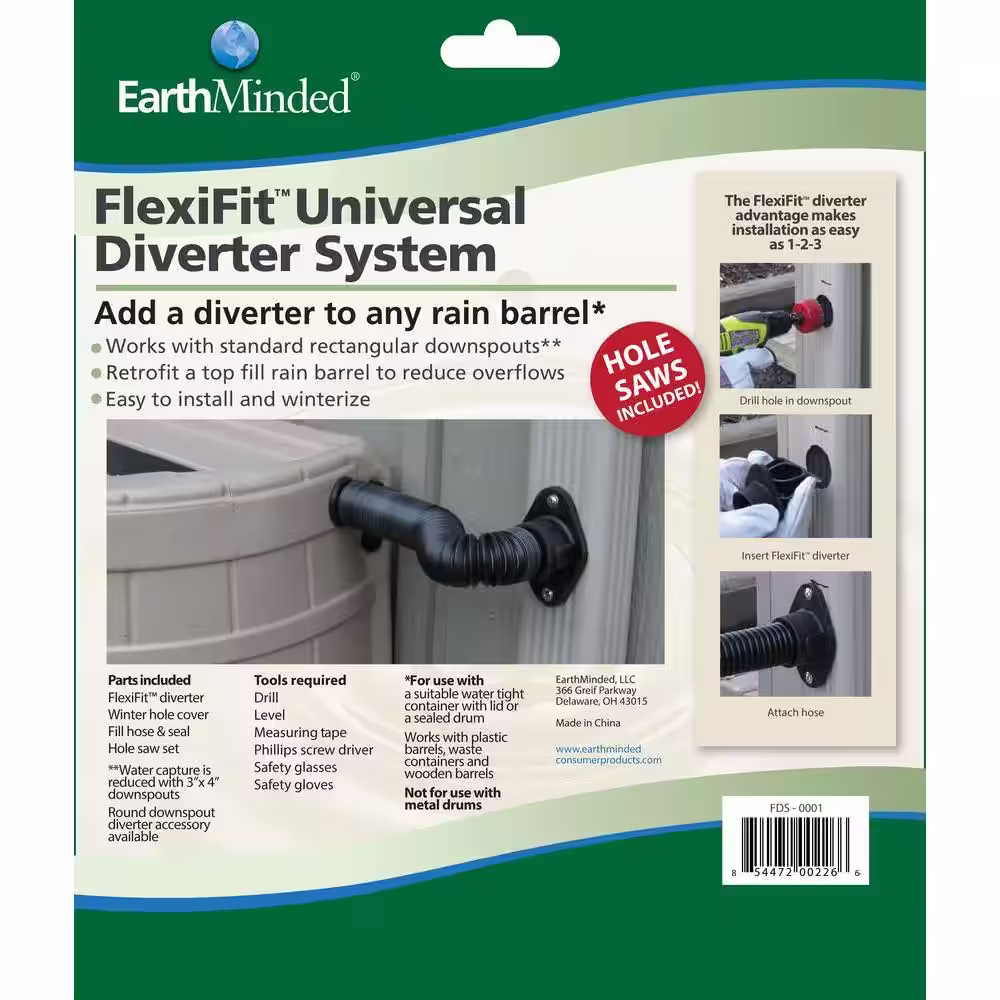 EarthMinded FlexiFit Universal Rain Barrel Diverter System