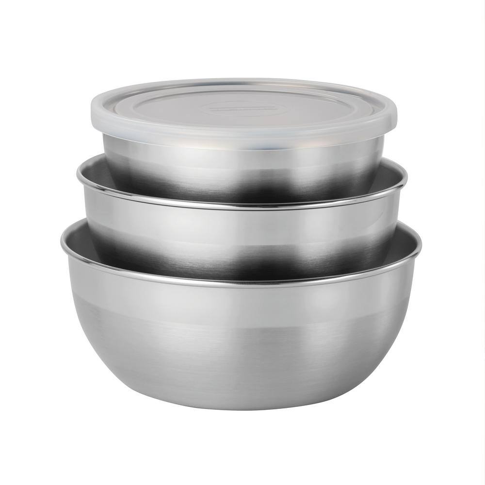 Tramontina 3 Pc Stainless Steel Covered Round Container Set - Frosted Lids