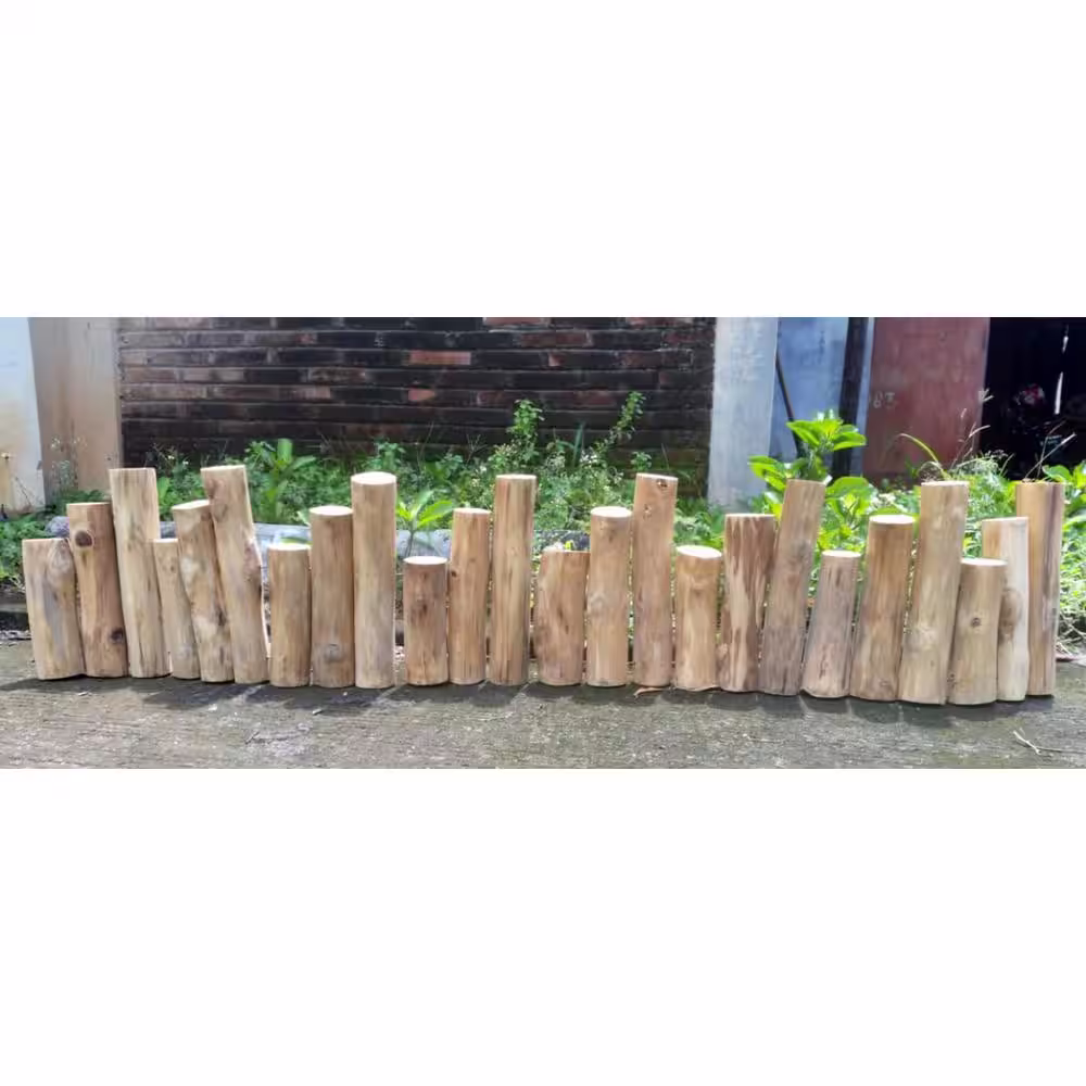 MGP 60 in. x 2 in. x 6 in., 8 in., 10 in. Natural Color Uneven Solid Teak Wood Log Edging