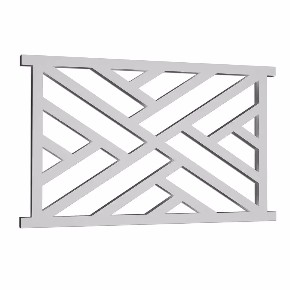 Acurio Latticeworks Chippendale 29 in. x 4 ft. White Decorative Vinyl Rail Panel