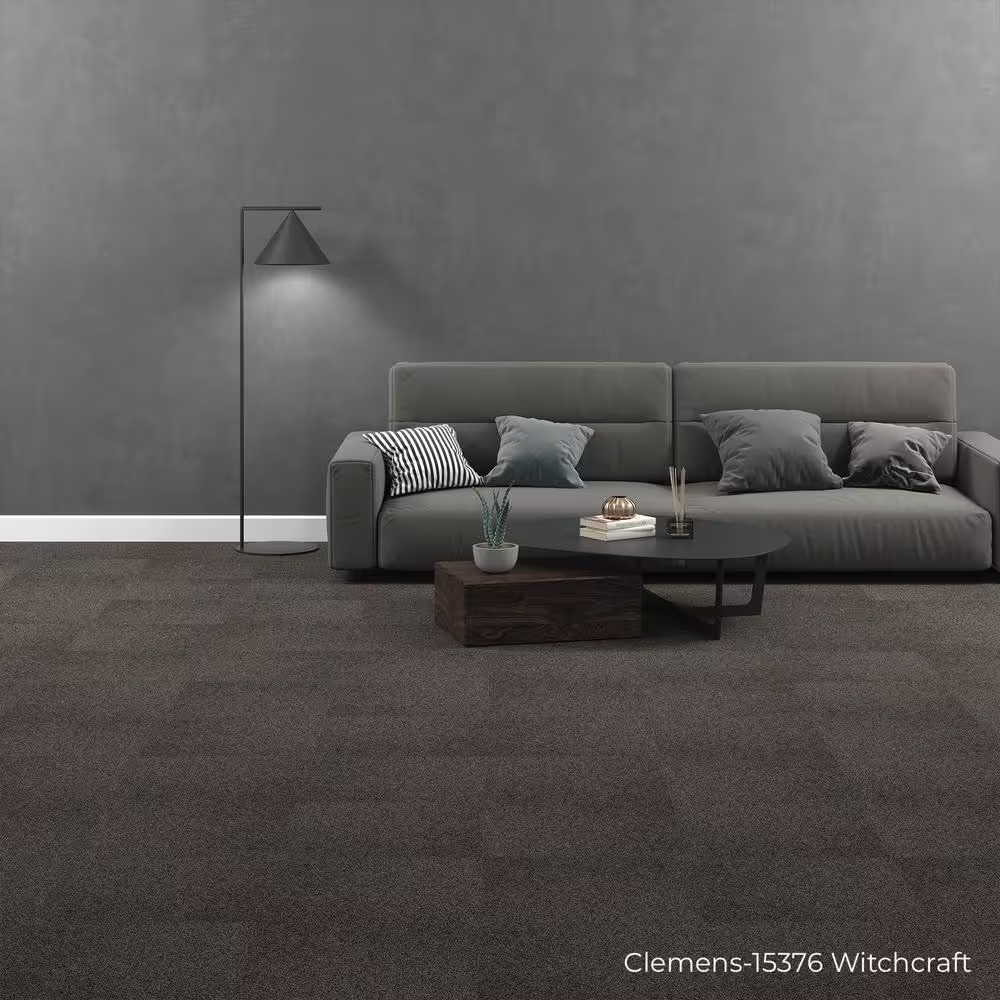 TrafficMaster Clemens Gray Residential/Commercial 19.68 in. x 19.68 Peel and Stick Carpet Tile (8 Tiles/Case)21.53 sq. ft.