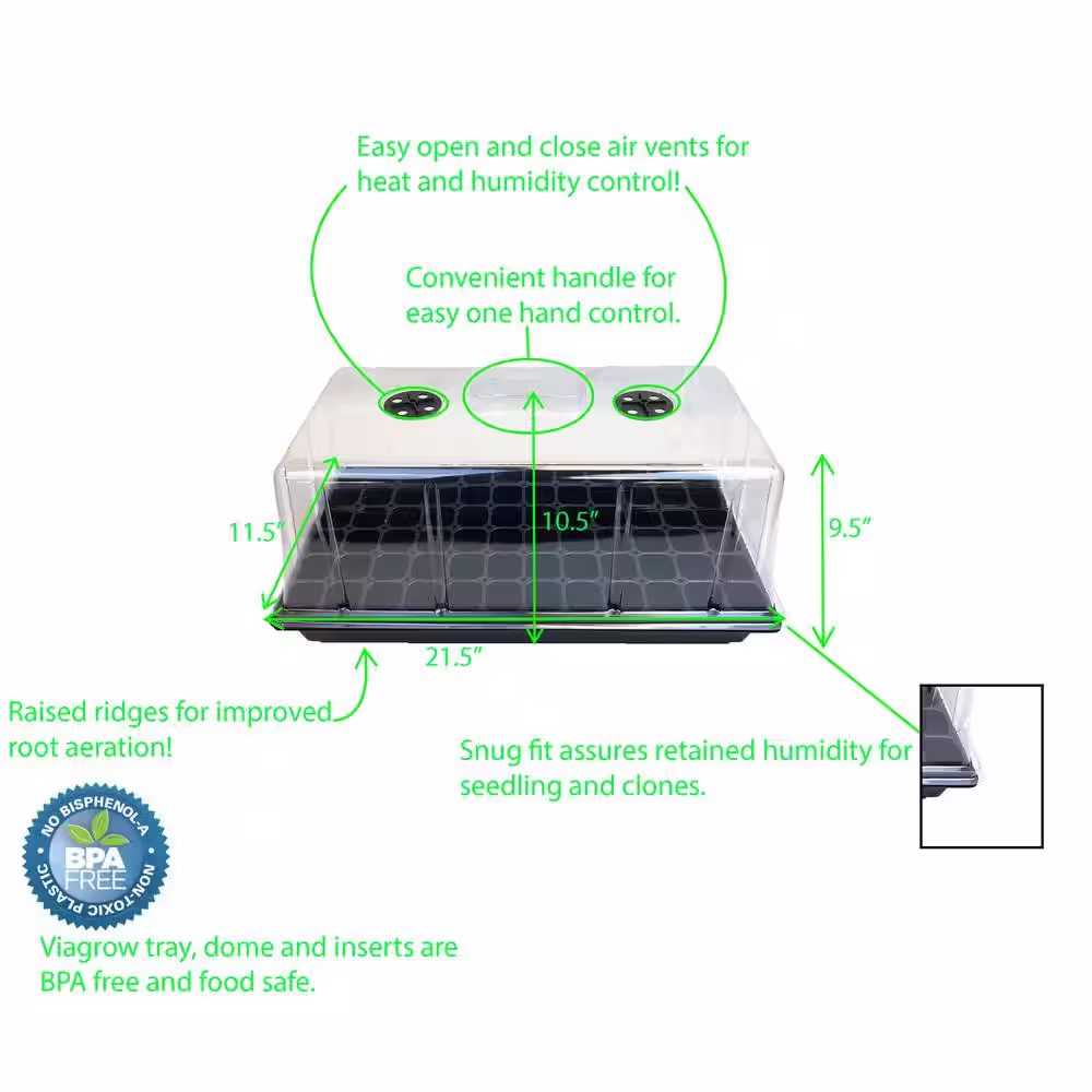 Viagrow 10 in. x 20 in. Propagation Kit with Tall 7 in. Dome (10-Pack)