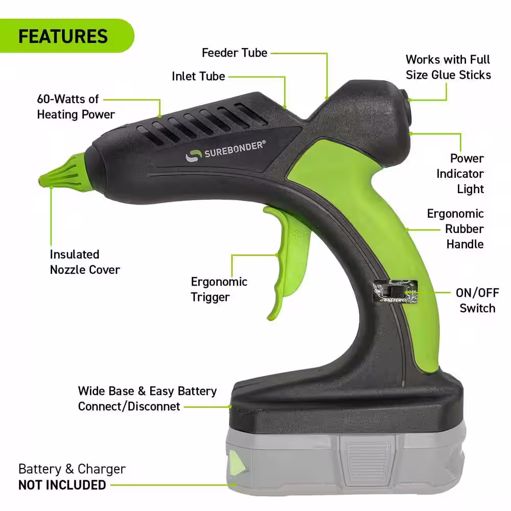 Surebonder 18-Volt Lithium Battery Standard Size Cordless Glue Gun (Glue Gun Only)